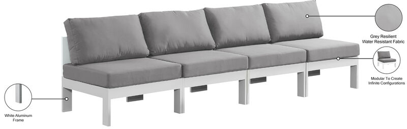Meridian Furniture Nizuc Grey Water Resistant Fabric Outdoor Patio Modular Sofa image number 8