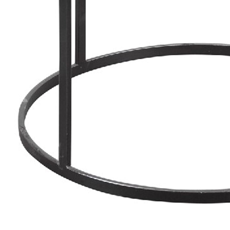 Round Metal Frame Side Table with Tubular Legs, Black
