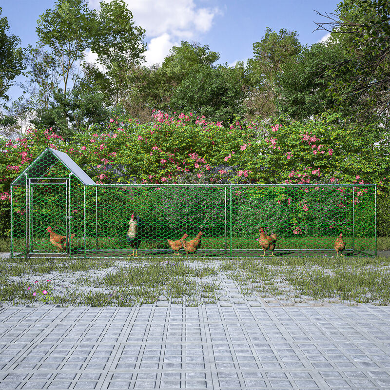 16x3FT Metal Chicken Coop Run Backyard Hen House Poultry Habitat Cage w/Cover image number 2