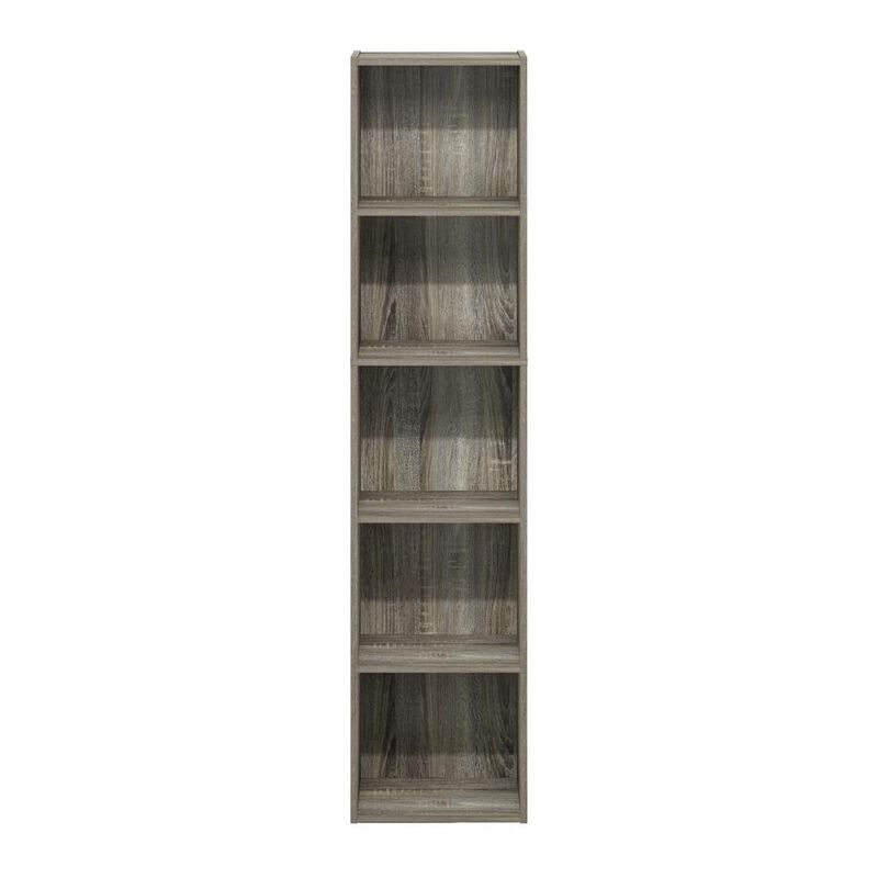Furinno Pasir 5-Tier Open Shelf Bookcase, French Oak