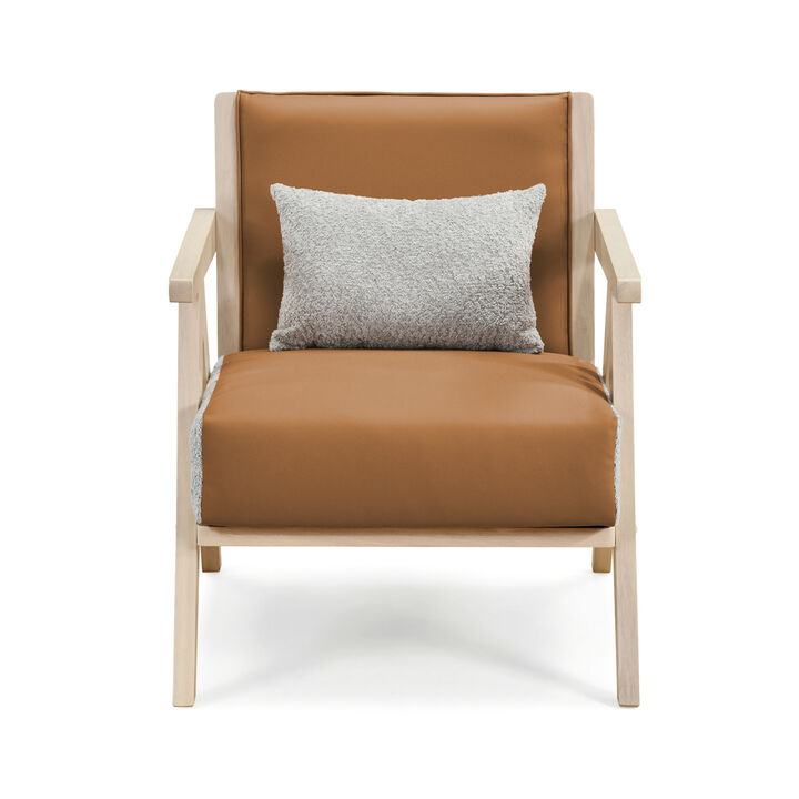 Mid Century Accent Chair with Wooden Frame for Living Room and Bedroom