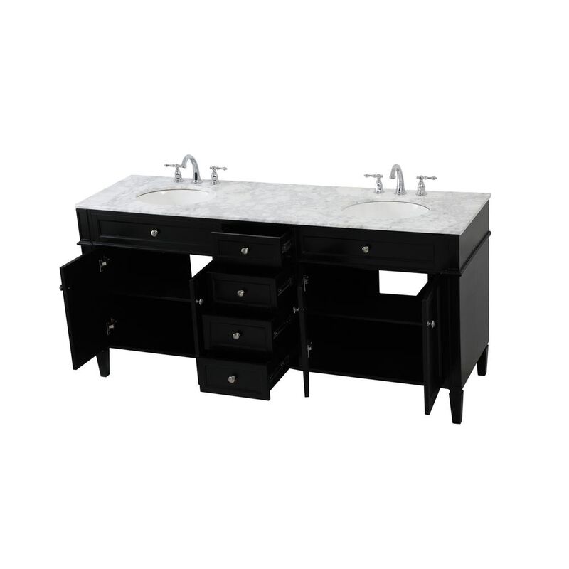 Elegant Kitchen and Bath 72 inch double bathroom vanity in black