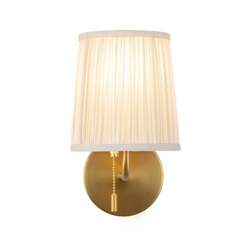 Scout 10-in Damp-Rated Wall/Vanity Light with Patterned Pleated Linen Shade image number 4