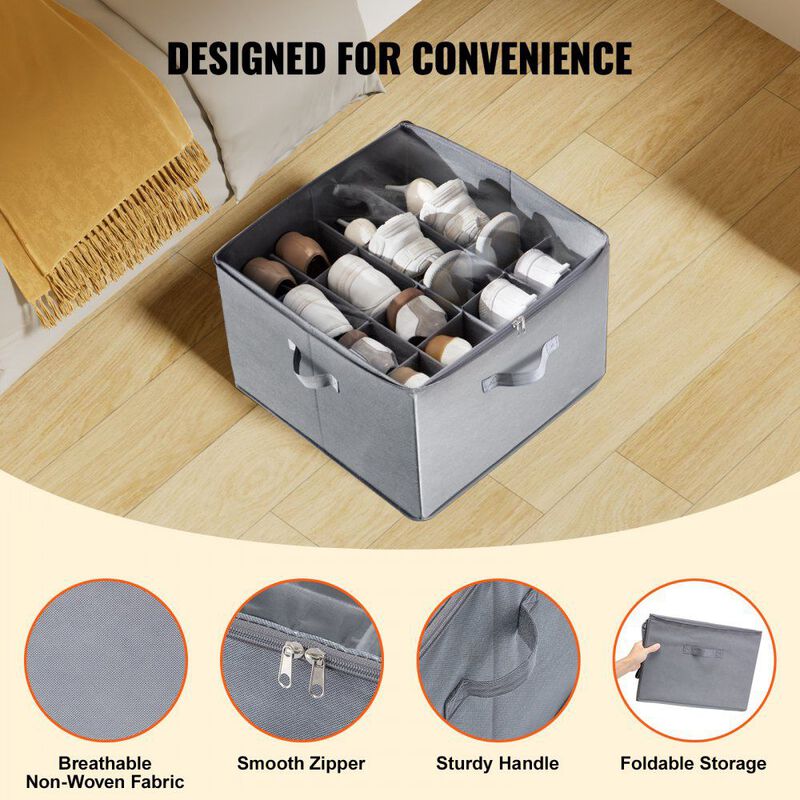 Under Bed Shoe Storage Organizer with 16 Compartments and Adjustable Dividers image number 4
