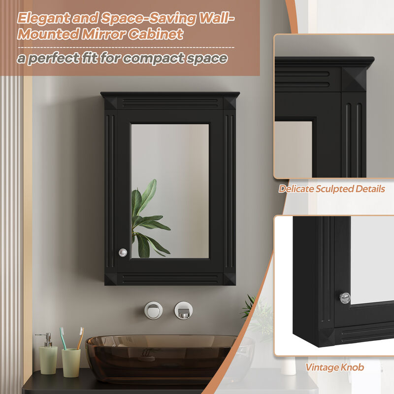 ELEMENT ACE 20 Inch Wall Mounted Bathroom Storage Cabinet with Mirror and Adjustable Shelves - Modern Space Saving Medicine Cabinet image number 6
