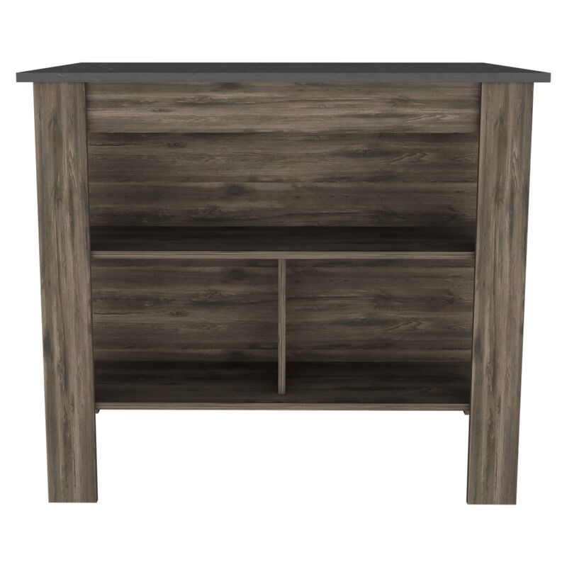 Streamdale Rockaway 3-Shelf Kitchen Island Dark Brown And Onix