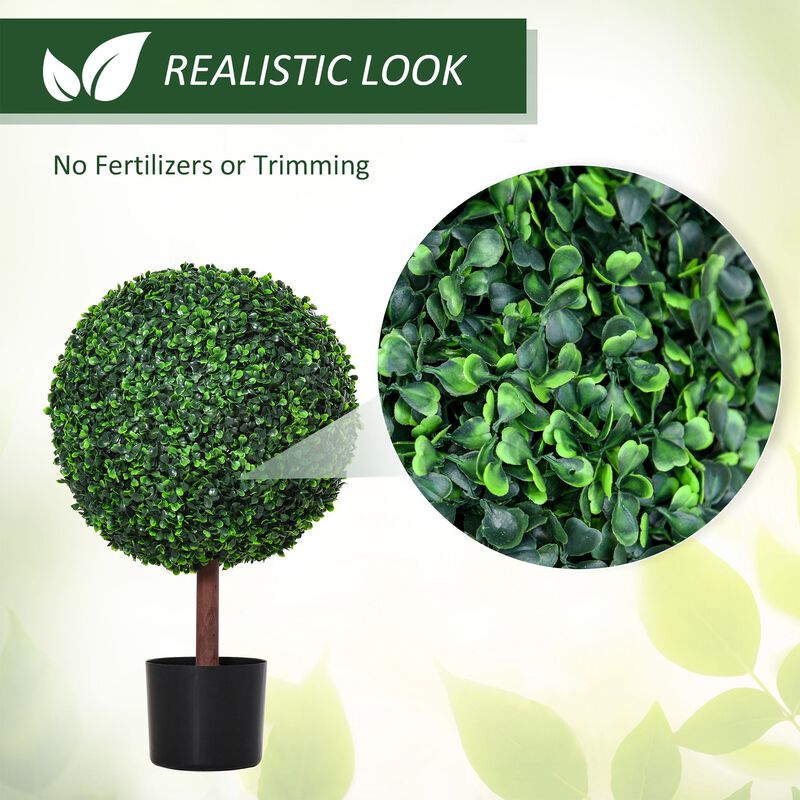 Green Faux Plants: Set of 2 23.5" Artificial Boxwood Ball Topiaries