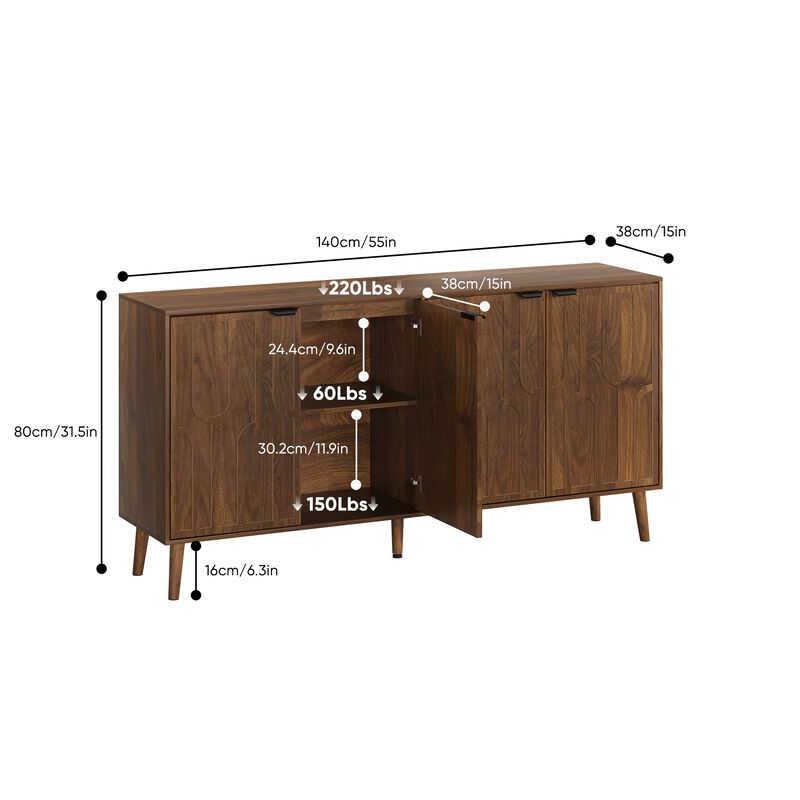Jabwok Mid‑Century Sideboard Buffet Cabinet image number 9