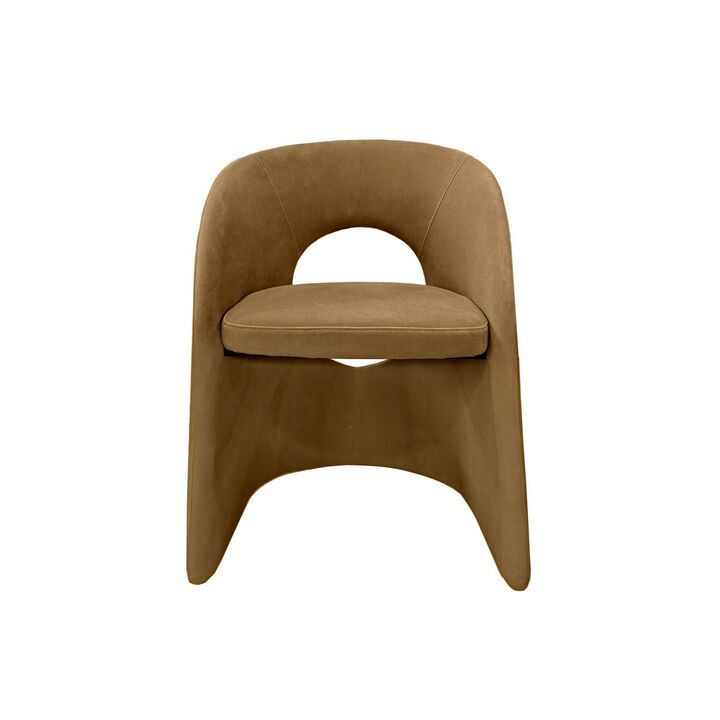 24 Inch Dining Chair, Art Deco Design, Jade Cushion, Tan Fabric Upholstery - Benzara