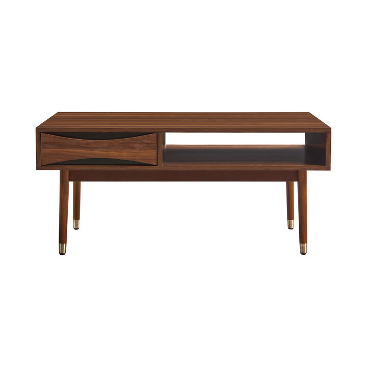 Dawson Modern Coffee Table with Storage, Walnut