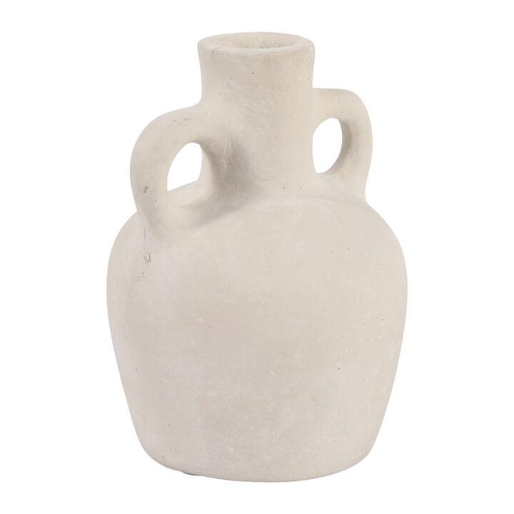 6x4" Paper Mache Boho Bud Vase, Ivory
