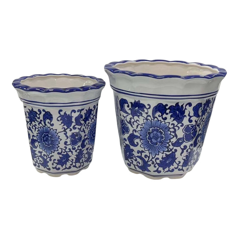 Blue Chinoiserie Pot Planters Set