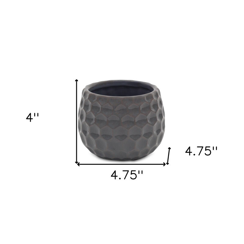 HomeRoots Gray Ceramic 17 Ounce Round Distressed Pot Planter image number 4