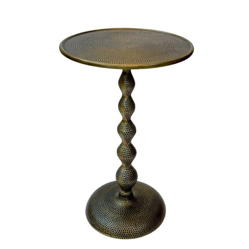 Carolina Chair & Table Pearson Hammered Dimple Metal Side Table - Antique Brass