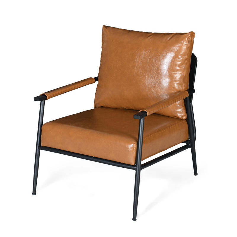 Merax Mid-Century Modern Faux Leather Accent Chair