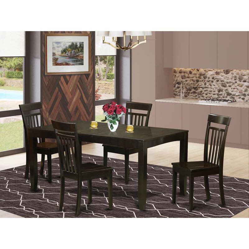 5 Pc Dining room set for 4-Dining Table with Leaf and 4 Dining Chairs