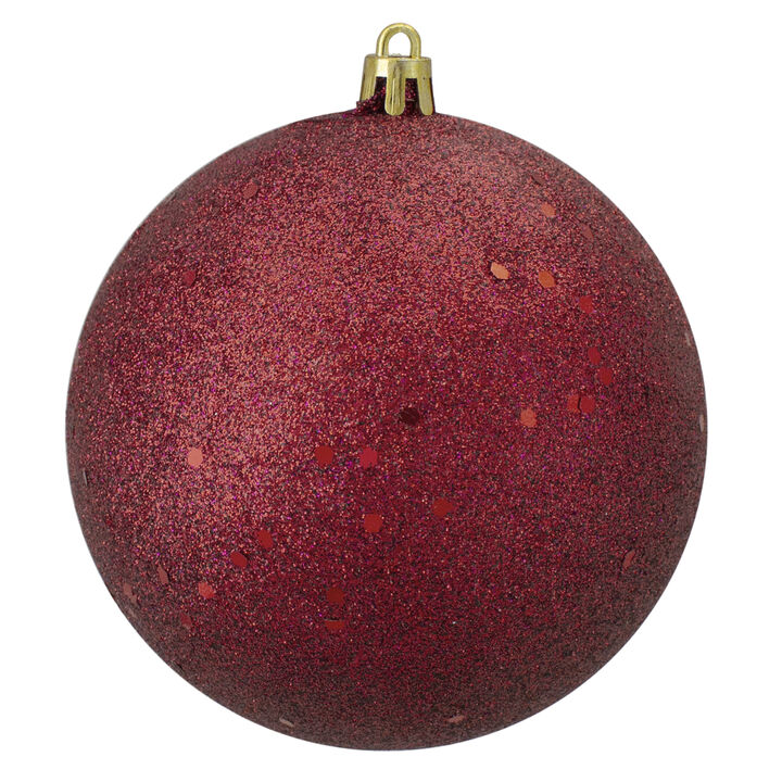 Burgundy Holographic Glitter Shatterproof Christmas Ball Ornament 4" (100mm)