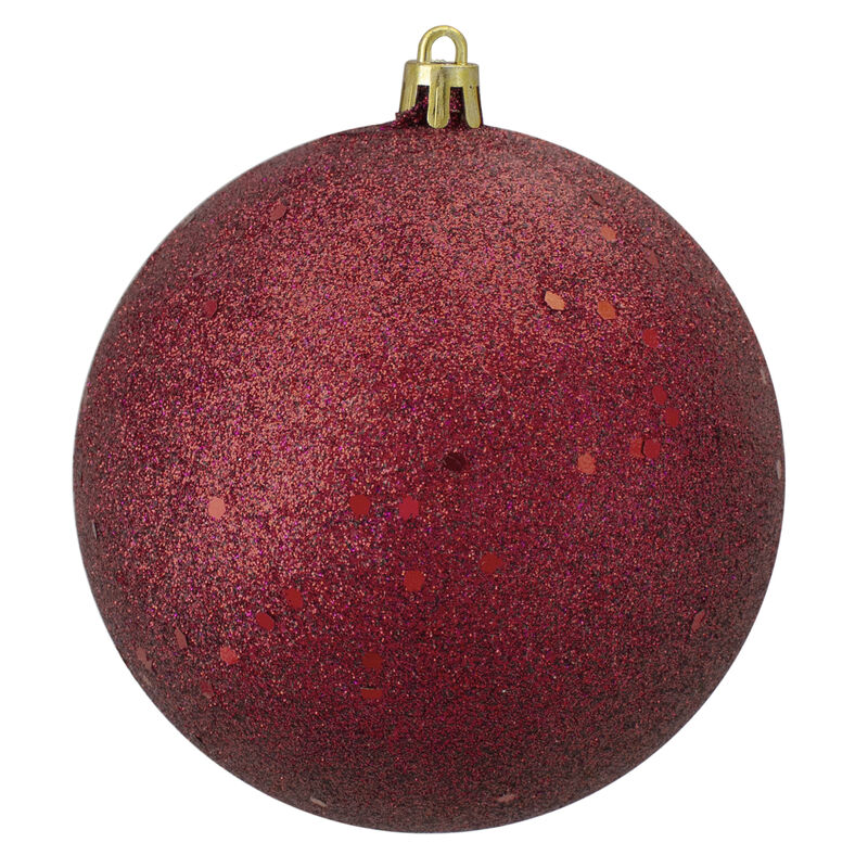 Burgundy Holographic Glitter Shatterproof Christmas Ball Ornament 4" (100mm) image number 0