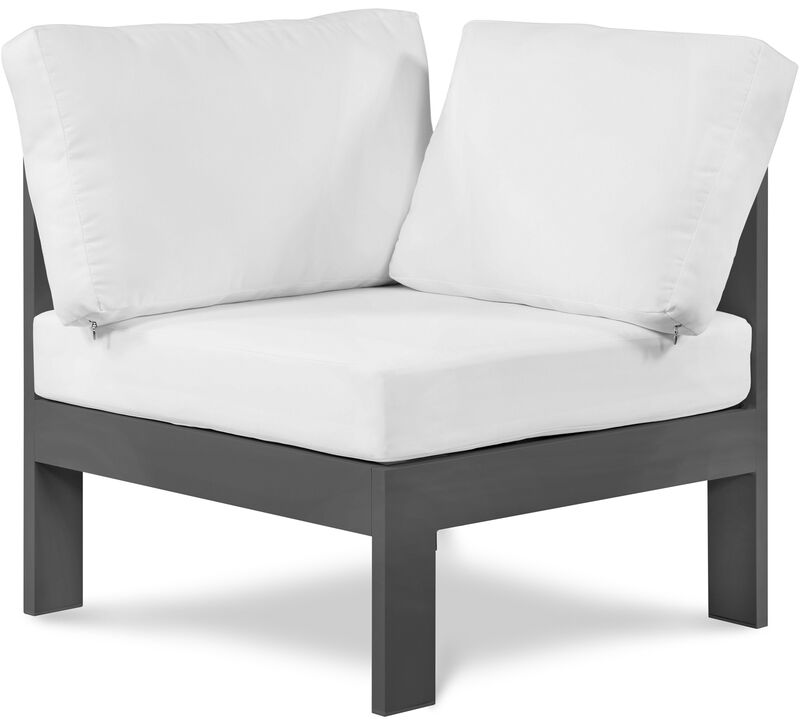 Meridian Furniture Nizuc White Water Resistant Fabric Outdoor Patio Aluminum Corner Chair image number 0