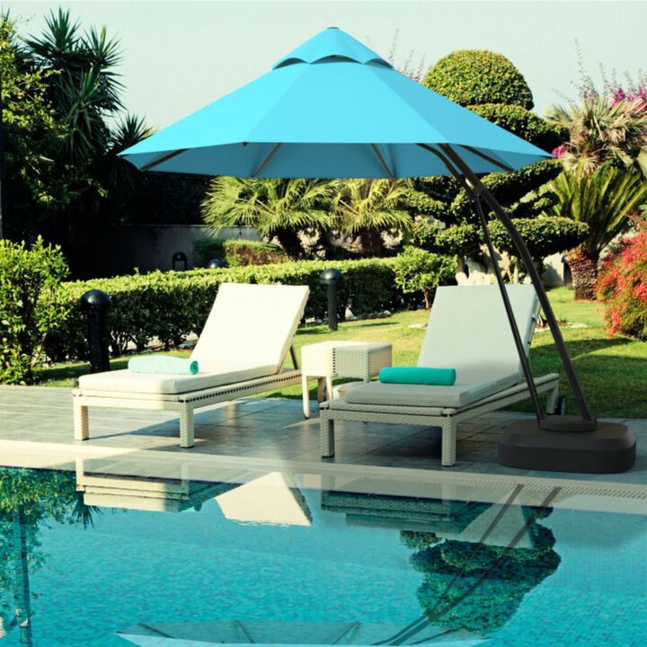 Outdoor Cantilever Hanging Umbrella with Base and Wheels
