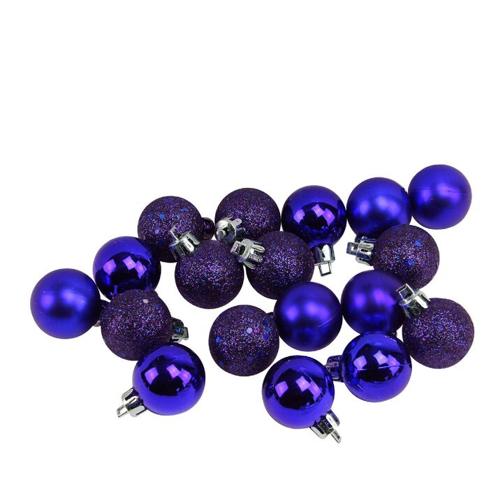 18ct Indigo Purple Shatterproof 4-Finish Christmas Ball Ornaments 1.25" (30mm)