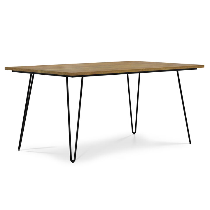 Hunter SOLID MANGO WOOD and Metal 66 inch x 40 inch Rectangle Industrial Dining Table in Light Brown