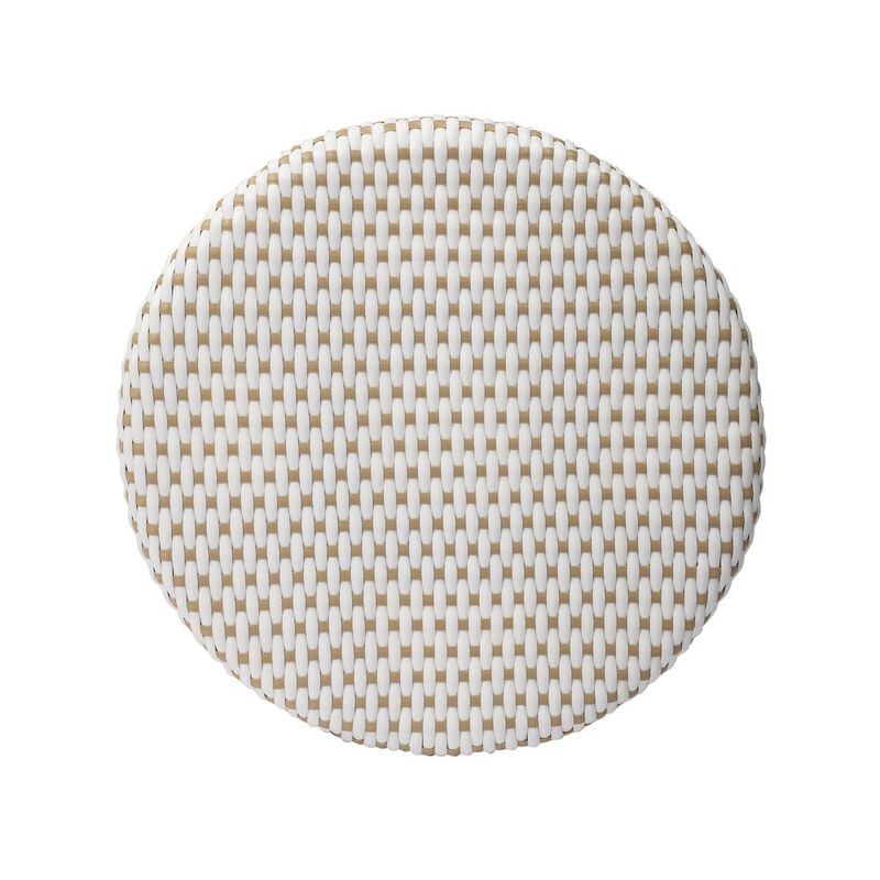 Butler Specialty Tobias Rattan Round 24 Counter Stool, White and Tan Dot