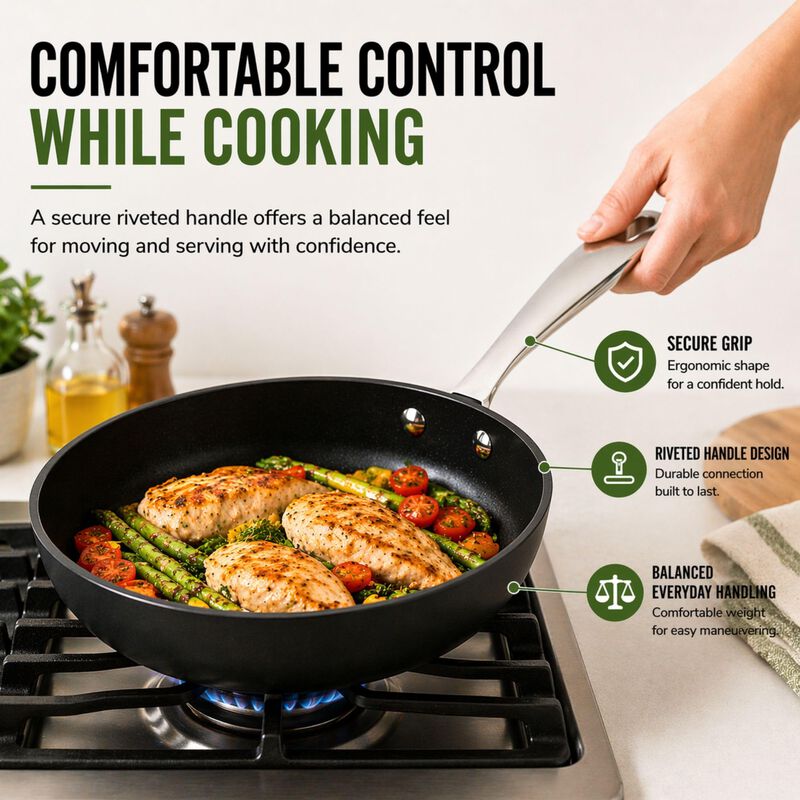 Alva Maestro Nonstick Ceramic Frying Pan - Easy to Clean, Oven Safe and Made without PFAS, PFOA & PTFE - Induction and All Stovetop Compatible with Even Heat Distribution image number 4