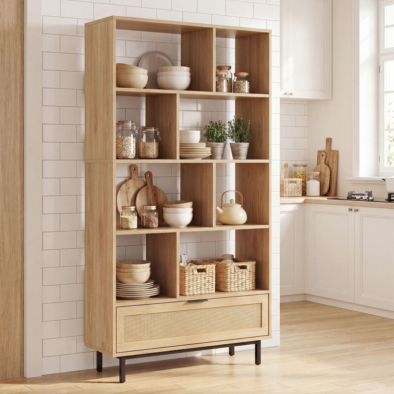 64 Inch Bookcase with 8 Open Cubes Storage Organizer Shelf image number 3