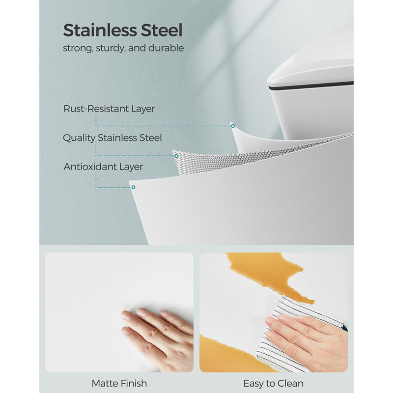 Trash Can with Step Pedal &ndash; 13-Gallon Kitchen Garbage Bin with Lid for Hands-Free, Hygienic Use