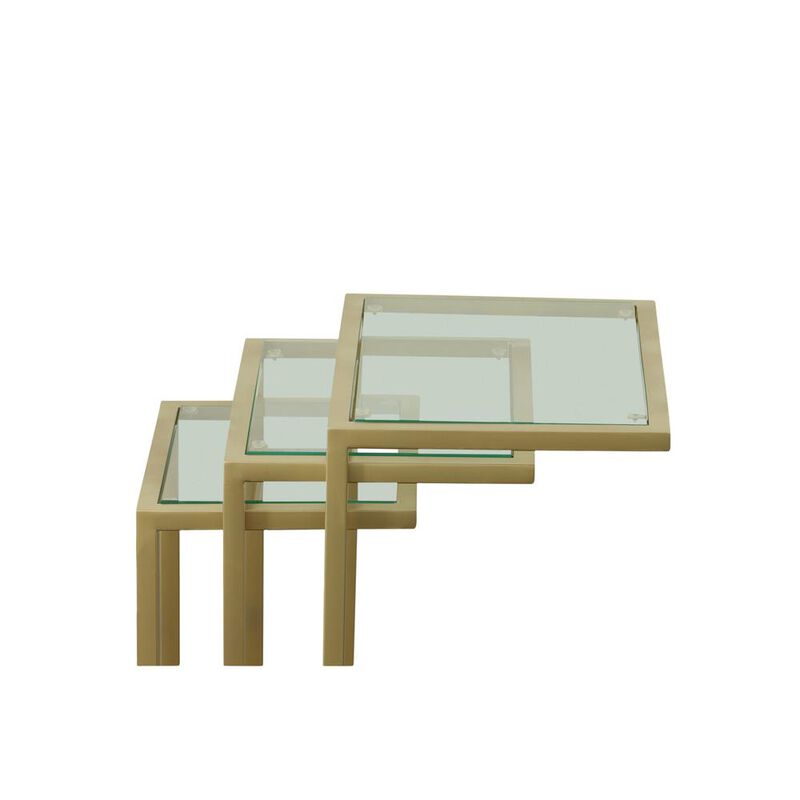 Carolina Living Addison Nesting Table Set - Glass Top - Gold Base
