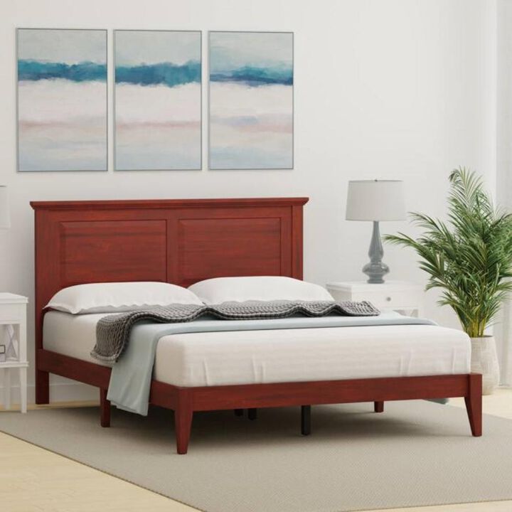 Traditional Solid Oak Wooden Platform Bed Frame with Headboard