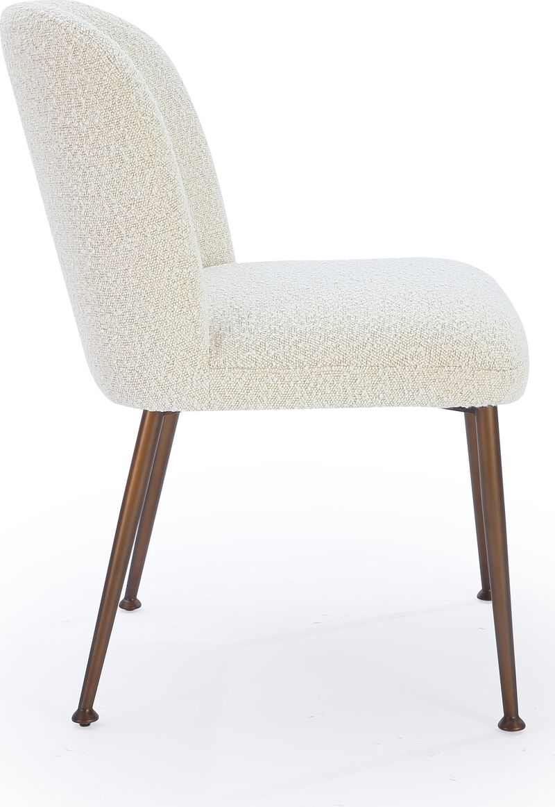 Avery Upholstered Dining Chair in Ricotta Boucle and Bronze Metal - Set of 2