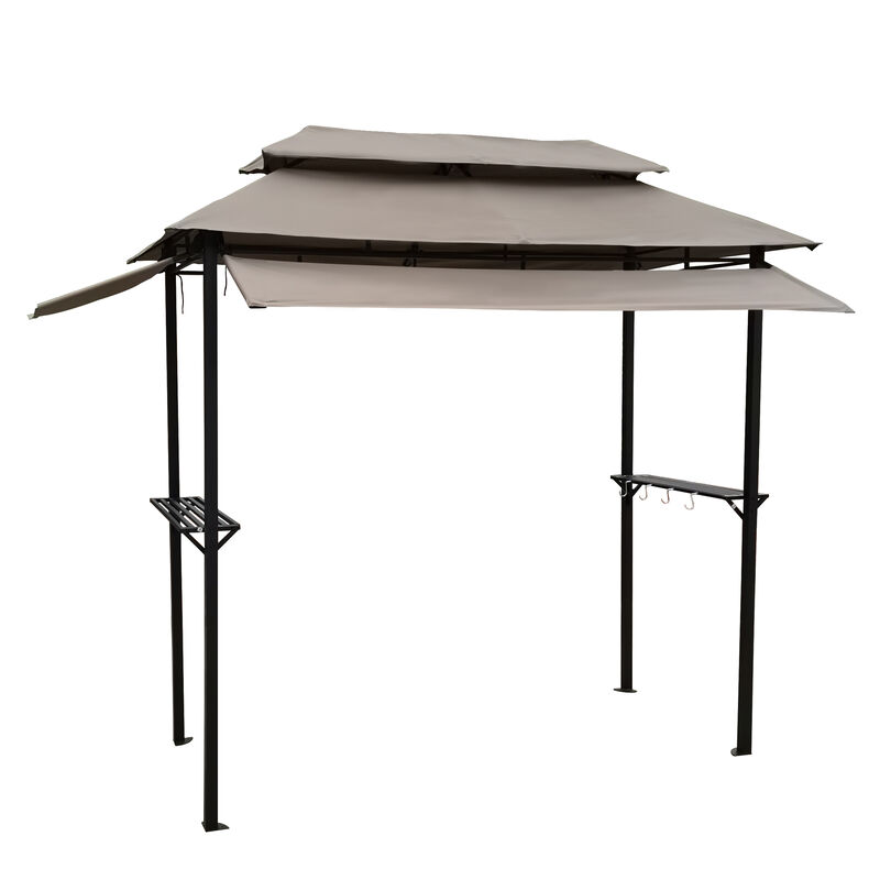 Streamdale 8x4ft Metal Grill Gazebo with Soft Top Steel Frame Hooks and Bar Counters image number 2