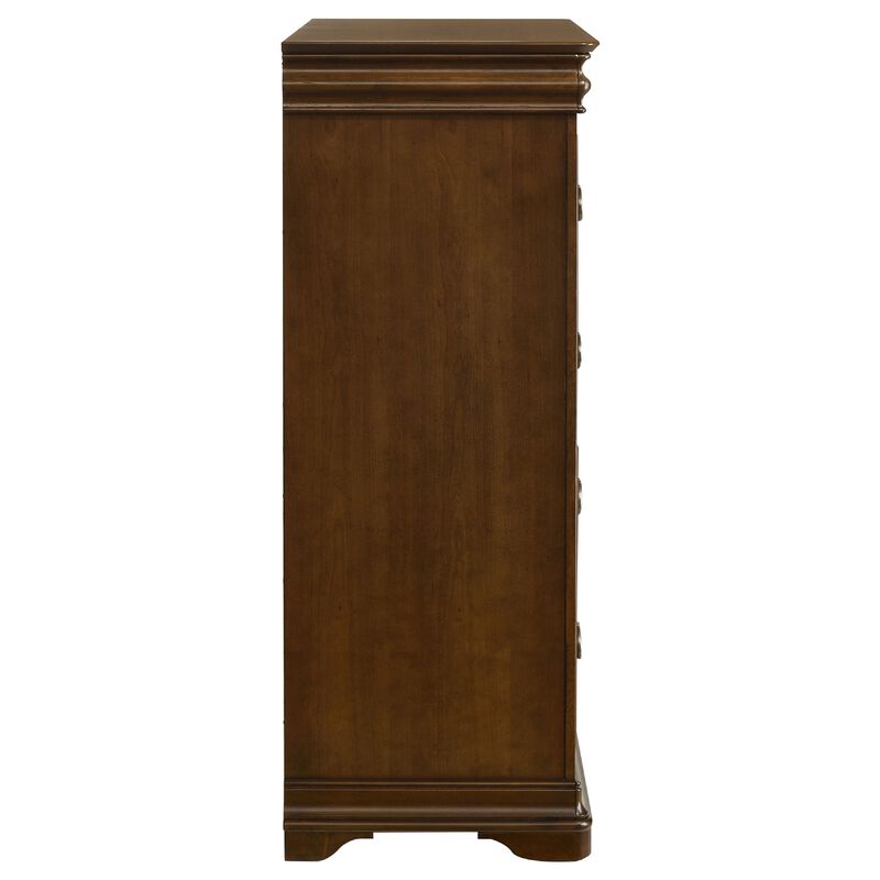 Gravis Tall Dresser Chest with 4 Drawers, Crown Moldings, Cherry Brown image number 6