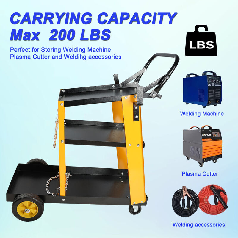 ELEMENT ACE Heavy Duty 3-Tier Multi-Function Welding Cart with Gas Bottle Storage, Safety Chains for Tig Mig Welder Plasma Cutter Home DIY & Industrial Welding Operations image number 4