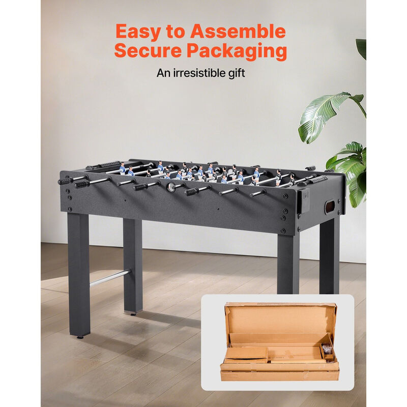 Indoor Full Size Foosball Table for Family, Durable Soccer Game Set with Accessories-Black image number 3