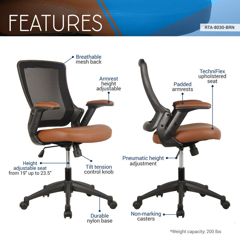 Streamdale Mid-Back Mesh Task Office Chair With Height Adjustable Arms image number 2