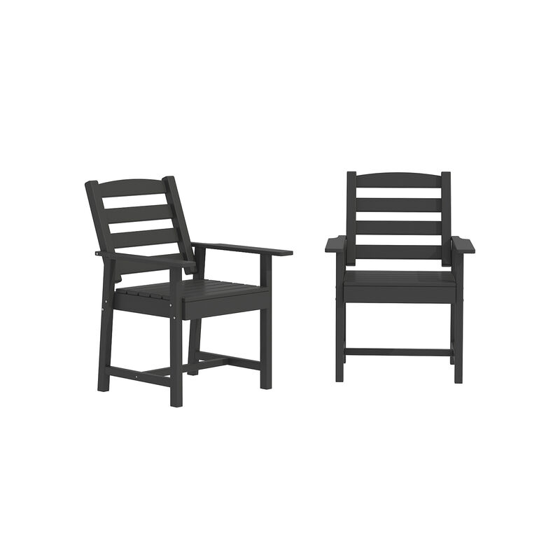 FUFU&GAGA HDPE Patio Dining Chair with Armrests, Waterproof, UV Resistant (Pack of 2) (23.6" W x 18.9" D x 33.5" H),Black