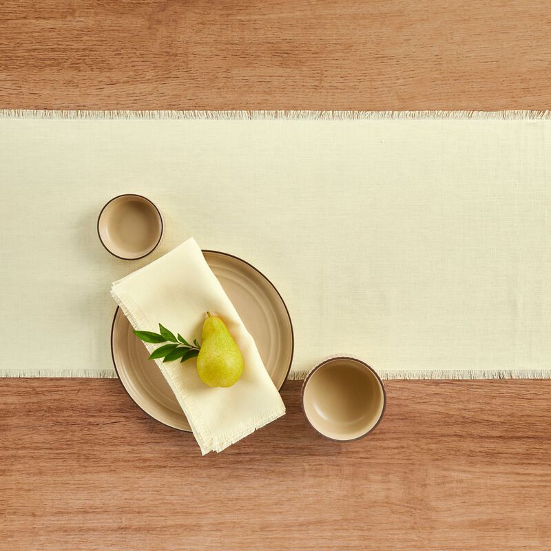 Solino Home Fringe 100% Linen Table Runner &ndash; Handcrafted, Machine Washable, Perfect for Holiday and Everyday Dining