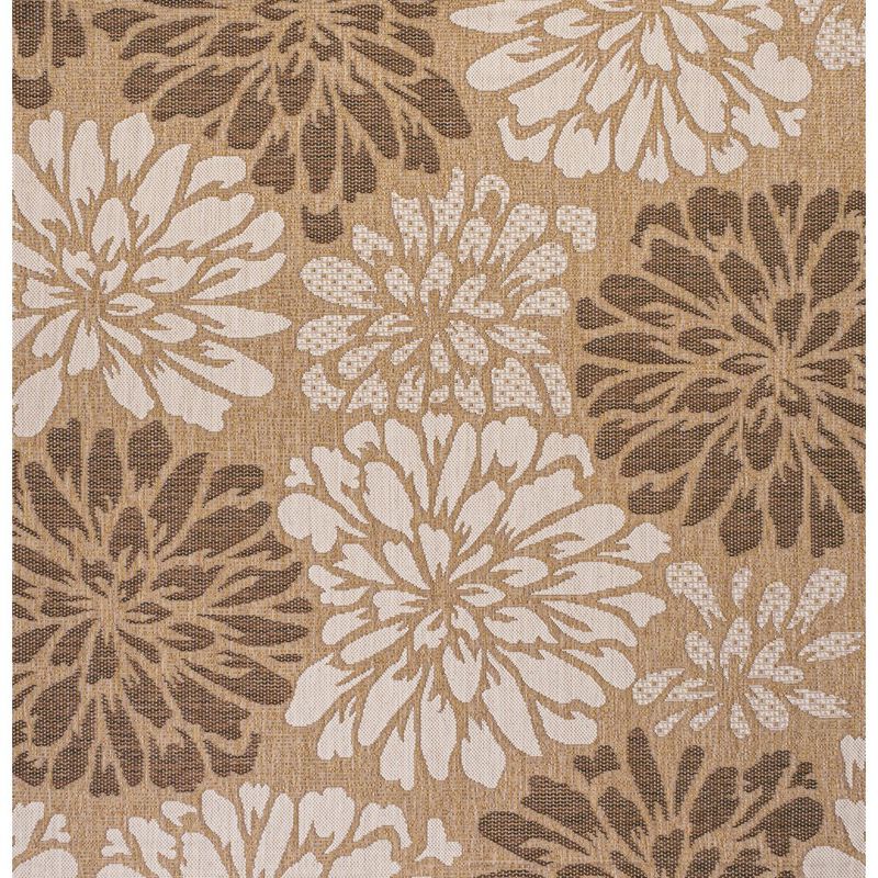 Zinnia Modern Floral Textured Weave Square Indoor/Outdoor Area Rug