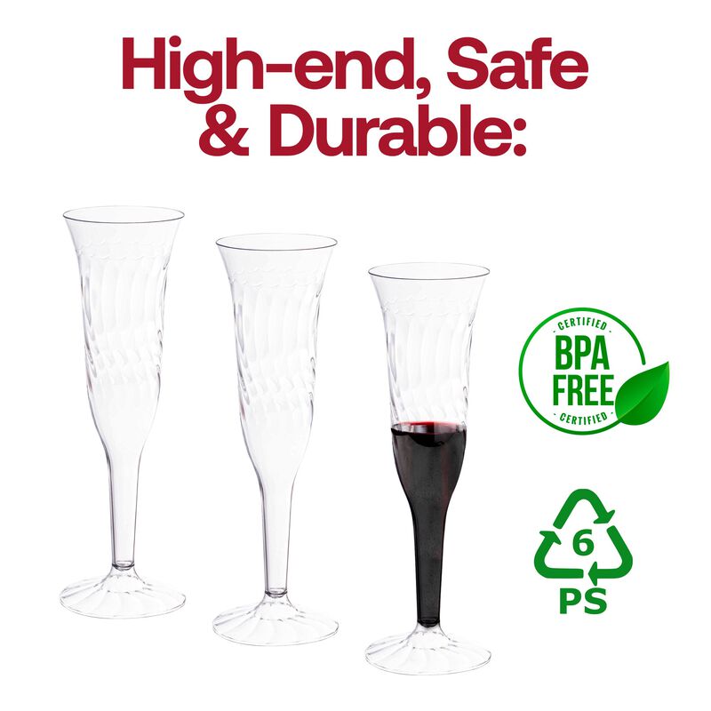 5 oz. Clear Plastic Champagne Flutes (96 flutes) image number 5