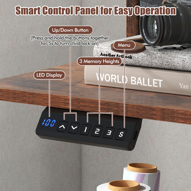 Adjustable Electric Desk with 2 Storage Drawers &ndash; Sleek Home Office Work Table