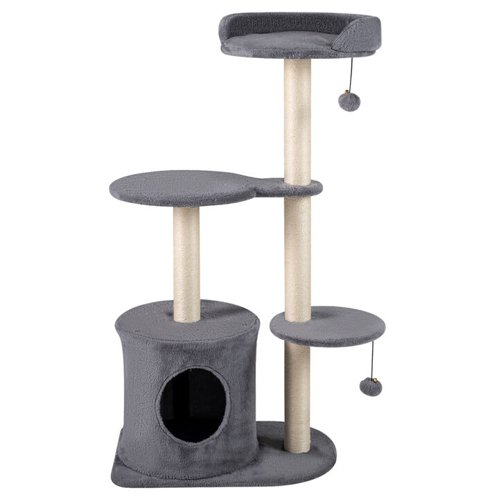 43" Cat Tree for Indoor Cats with Cozy Perches and Scratchers