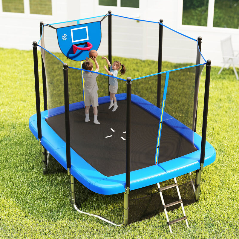 Heavy Duty Rectangle Outdoor Trampoline with Basketball Hoop image number 3