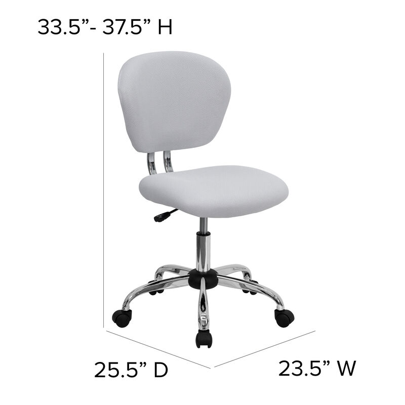 Beverly Mid-Back White Mesh Padded Swivel Task Office Chair with Chrome Base image number 4