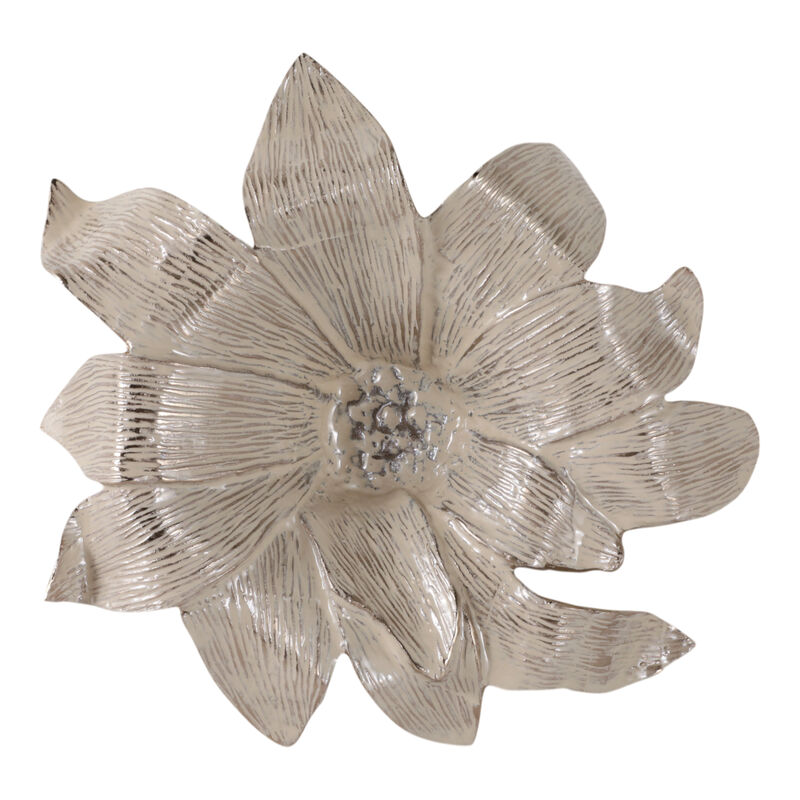 20" Blooming Flower Metal Bowl, Ivory/gold image number 5