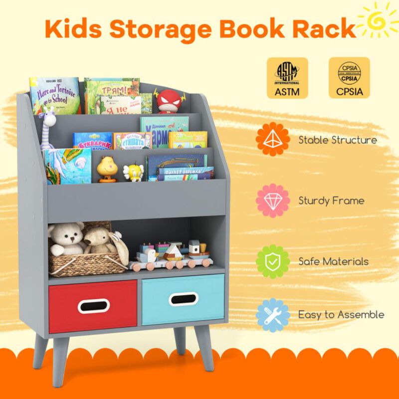Hivvago Kids Bookshelf with Open Compartment for Toddlers 3+ Years Old