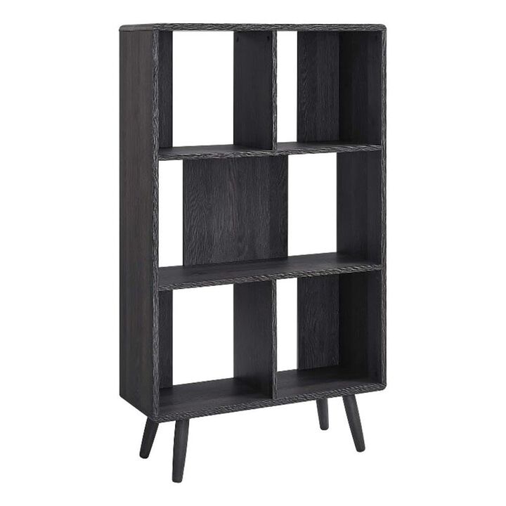 Modway EEI-5743-CHA Transmit 5 Shelf Wood Grain Bookcase, Charcoal