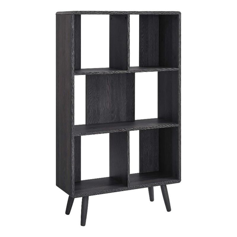 Modway EEI-5743-CHA Transmit 5 Shelf Wood Grain Bookcase, Charcoal image number 0